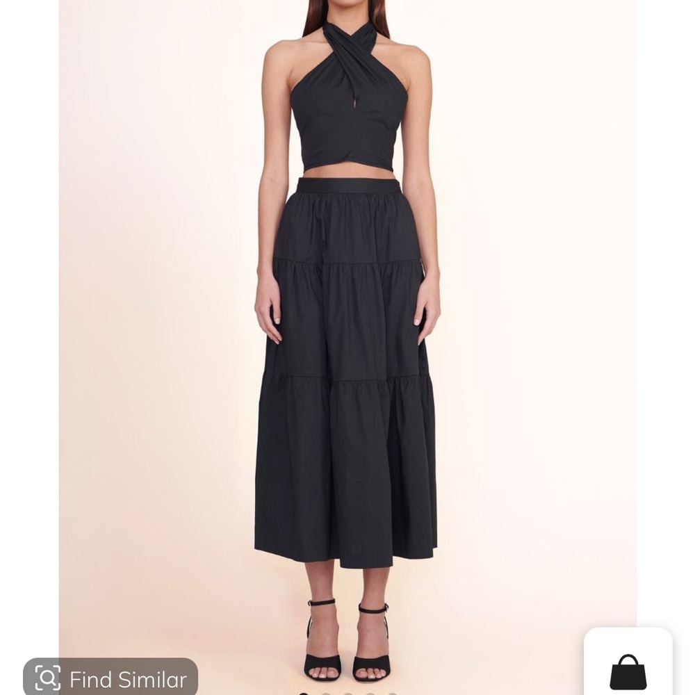 STAUD Sea Skirt 3 Tier Black Maxi Skirt
